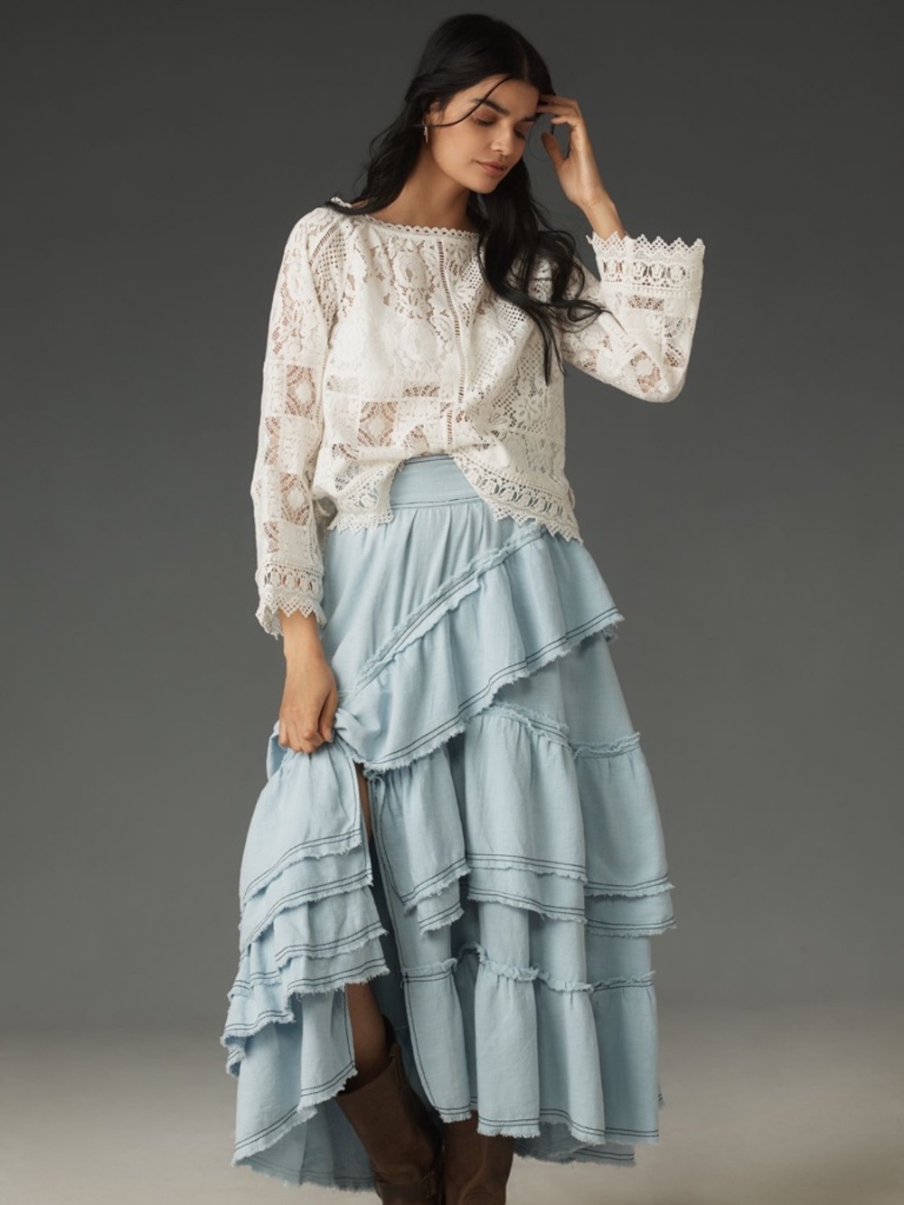 Anthropologie Lace white top